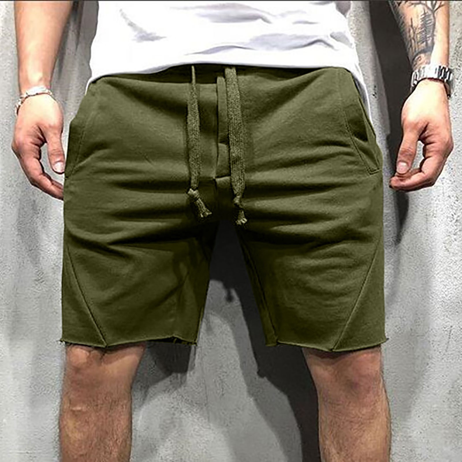 thumbnail image 2 of Pantalones cortos vaqueros holgados y cómodos para hombre - Pantalones casuales de verano de tejido grueso con cinco bolsillos - Material de algodón, uso diario/deportivo - Tallas de la S a la XXXL, 2 of 5
